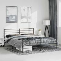 Bedframe met hoofd- en voeteneinde metaal zwart 193x203 cm - thumbnail