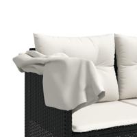 5-delige Loungeset met kussens poly rattan zwart - thumbnail