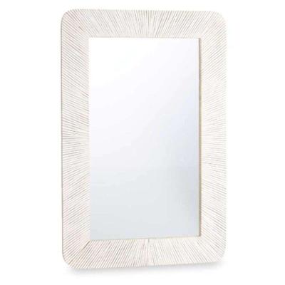 Wandspiegel Gift Decor Wit Bruin Strepen 90 x 60 x 2 cm Rechthoekig