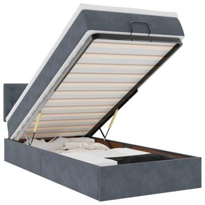 Ottoman bed met matras 100x200 cm fluweel donkergrijs