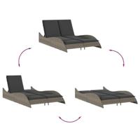 Ligbed met kussens 114x205x73 cm poly rattan grijs - thumbnail
