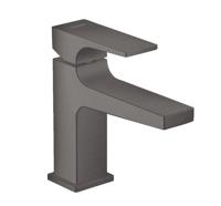 Fonteinkraan Metropol HansGrohe Eengreeps 100 met Rechte Greep en Push-Open Afvoer Geborsteld Zwart Chroom - thumbnail