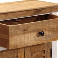 Dressoir 55x30x73 cm massief ruw mangohout wit en bruin - thumbnail