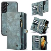 Caseme Samsung Galaxy S21 vintage 2 in 1 portemonnee hoes - Blauw - thumbnail