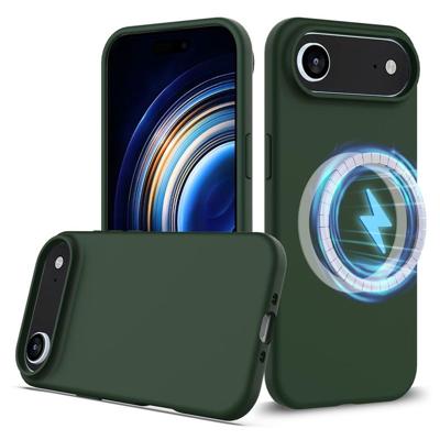 Lunso iPhone 17 Air hoesje - Flexibel siliconen Backcover met MagSafe - Groen