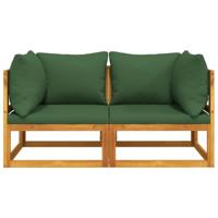 Hoekbanken 2 st sectioneel met kussens acaciahout groen - thumbnail