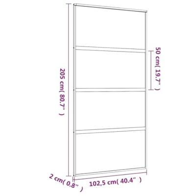 Schuifdeur 102,5x205 cm mat ESG-glas en aluminium goudkleurig