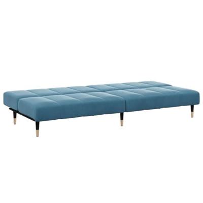 Slaapbank 2-zits met voetenbank fluweel blauw - thumbnail