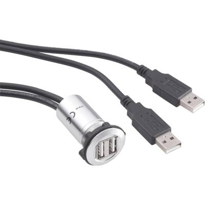 TRU COMPONENTS USB-06 Dubbele USB-inbouwbus 2.0 Bus, inbouw 2x USB-bus type A naar 2x USB-stekker type A met 60 cm kabel Inhoud: 1 stuk(s)