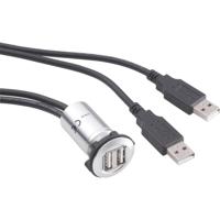 TRU COMPONENTS USB-06 Dubbele USB-inbouwbus 2.0 Bus, inbouw 2x USB-bus type A naar 2x USB-stekker type A met 60 cm kabel Inhoud: 1 stuk(s) - thumbnail