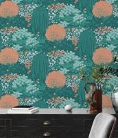 Livingwalls Famous Garden - Petrol - Floraal - 393503 - thumbnail