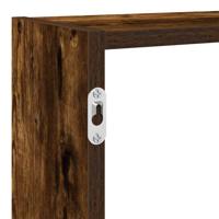 Wandschap kubus 7 vakken bewerkt hout gerookt eikenkleurig - thumbnail