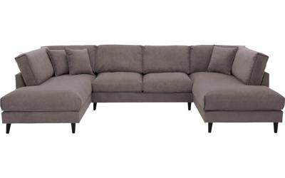 Goossens Bank Jonas lichtgrijs, stof, urban industrieel met ligelement links met ligelement rechts