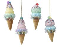 Kersthanger Ijsje fluweel 15cm - thumbnail