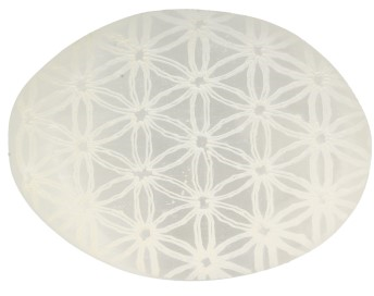 Ovalen Handsteen / Oplegsteen Seleniet - Levensbloem (6 - 7 cm)