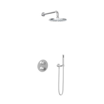 Hotbath Buddy - Inbouw Regendoucheset - Thermostatisch - Wandarm 35 cm - Hoofddouche 250 mm - Staafhanddouche - met 2-Weg Stop-Omstel - Waterbesparend - V01