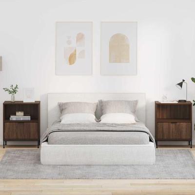 Nachtkastjes met lade 2 pcs bruin eikenkleur 49 x 36 x 61 cm