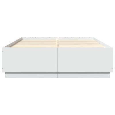 Bedframe bewerkt hout wit 135x190 cm