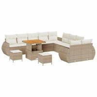 Tuinbankenset 13 pcs Beige poly rattan - thumbnail
