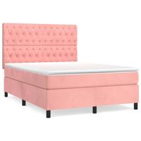 Boxspring met matras fluweel roze 140x190 cm - thumbnail