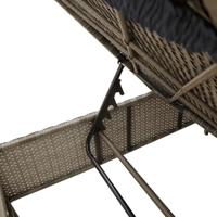 3-delige Ligbeddenset met kussens poly rattan grijs - thumbnail