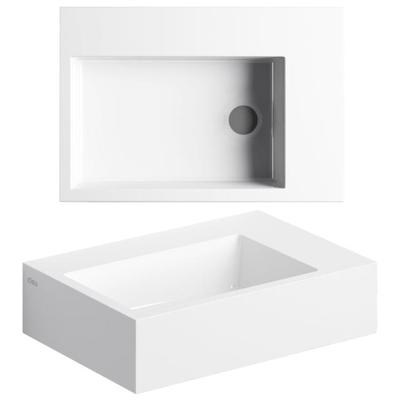 Fontein Clou Flush 2 Plus 42.5x29x10.5cm Mineraal Marmer Glans Wit (Met Voorbewerkt Kraangat Rechts)