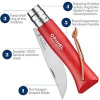 Opinel N08 Rood, Colorama Zakmes Rood - thumbnail