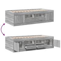 Slaapbank met lades zonder matras 90x200 cm grijs sonoma eiken - thumbnail
