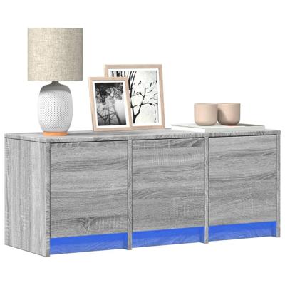 Tv-meubel met LED 97x34x40 cm bewerkt hout grijs sonoma eiken Tv-meubel met LED 97x34x40 cm bewerkt hout grijs sonoma eiken