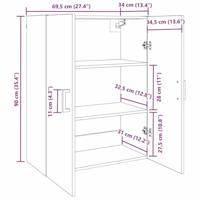 Wandkast 2 pcs Oudhout 69,5 x 34 x 90 cm Bewerkt hout - thumbnail