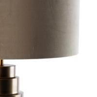 QAZQA Tafellamp brons velours kap taupe met goud 50 cm - Bruut - thumbnail