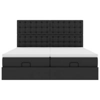 Ottoman bed met matrassen en LED's 200x200cm kunstleer zwart - thumbnail