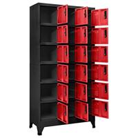 Lockerkast 90x40x180 cm staal antracietkleurig en rood - thumbnail