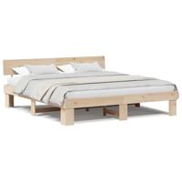 Bedframe met hoofdeinde Bruin 180 x 200 cm Massief grenenhout - thumbnail