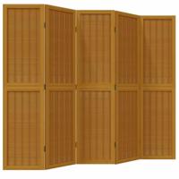 Kamerscherm met 5 panelen massief paulowniahout bruin - thumbnail