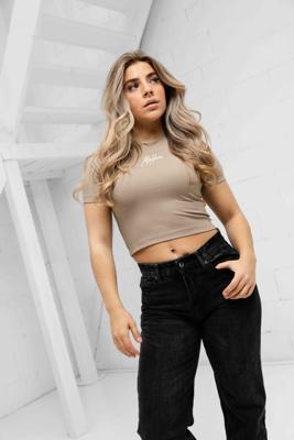 Malelions Signature Crop Top Dames Lichtbruin - Maat S - Kleur: Beige | Soccerfanshop