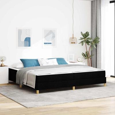 Boxspring bed Zwart, Bruin 200 x 200 cm Stof, Engineered Hout