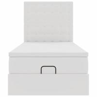 Ottomaanse bed met matras 90x200cm kunstleer wit - thumbnail