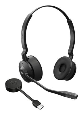 Jabra Engage 55 SE Stereo Link400c MS On Ear headset DECT, Kabel Stereo Zwart Noise Cancelling Microfoon uitschakelbaar (mute)