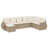 8-delige Loungeset met kussens poly rattan beige - thumbnail