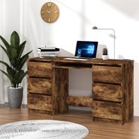 Bureau 140x50x77 cm bewerkt hout gerookt eikenkleurig - thumbnail