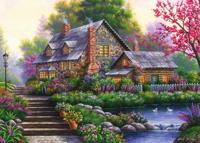 Puzzel ravensburger romantische cottage 1000st - thumbnail