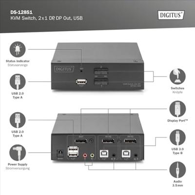 Digitus DS-12851 KVM-switch Zwart Digitus DS-12851 KVM-switch Zwart
