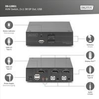 Digitus DS-12851 KVM-switch 1 + 2 poorten DisplayPort 3840 x 2160 Pixel - thumbnail