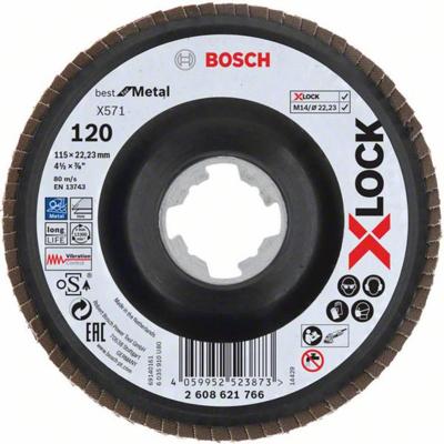Bosch Accessoires X-LOCK Lamellenschijf schuin, kunststof Ø115mm, G 120, X571, 
Best for Metal - 2608621766 Bosch Accessoires X-LOCK Lamellenschijf schuin, kunststof Ø115mm, G 120, X571, 
Best for Metal - 2608621766