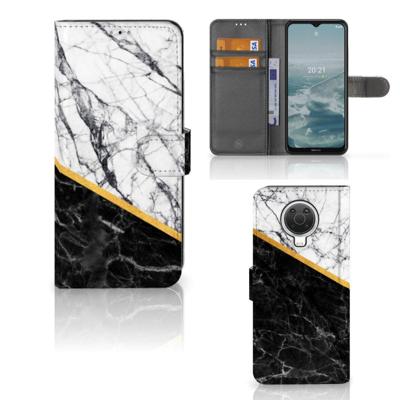 Nokia G10 | G20 | Bookcase | Marmer Wit Zwart - Origineel Cadeau Man Nokia G10 | G20 | Bookcase | Marmer Wit Zwart - Origineel Cadeau Man