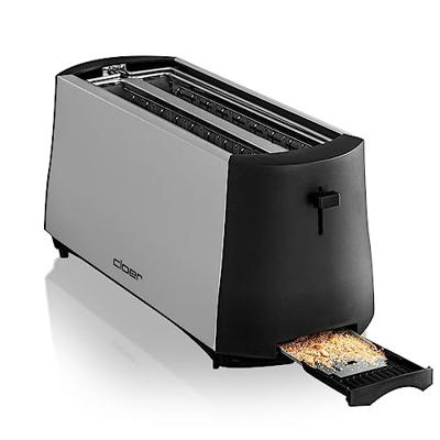 Cloer Toaster 3710 Broodrooster met dubbele lange sleuf Met geïntegreerde broodopzet Zwart, Zilver Cloer Toaster 3710 Broodrooster met dubbele lange sleuf Met geïntegreerde broodopzet Zwart, Zilver