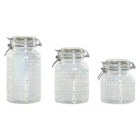 Set van 3 Potjes Home ESPRIT Transparant Metaal Kristal 1,2 L 3 Onderdelen - thumbnail