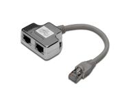Digitus RJ45 Netwerk Adapter CAT 5, CAT 5e [2x RJ45-stekker - 1x RJ45-stekker] Grijs - thumbnail
