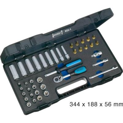 HAZET Dopsleutelset 855-1 | 1/4 inch (6,3 mm) vierkant hol | Buiten-zeskant-tractieprofiel, Buiten-TORX®-profiel, Binnen-TORX®-profiel, Sleufprofiel| HAZET Dopsleutelset 855-1 | 1/4 inch (6,3 mm) vierkant hol | Buiten-zeskant-tractieprofiel, Buiten-TORX®-profiel, Binnen-TORX®-profiel, Sleufprofiel|